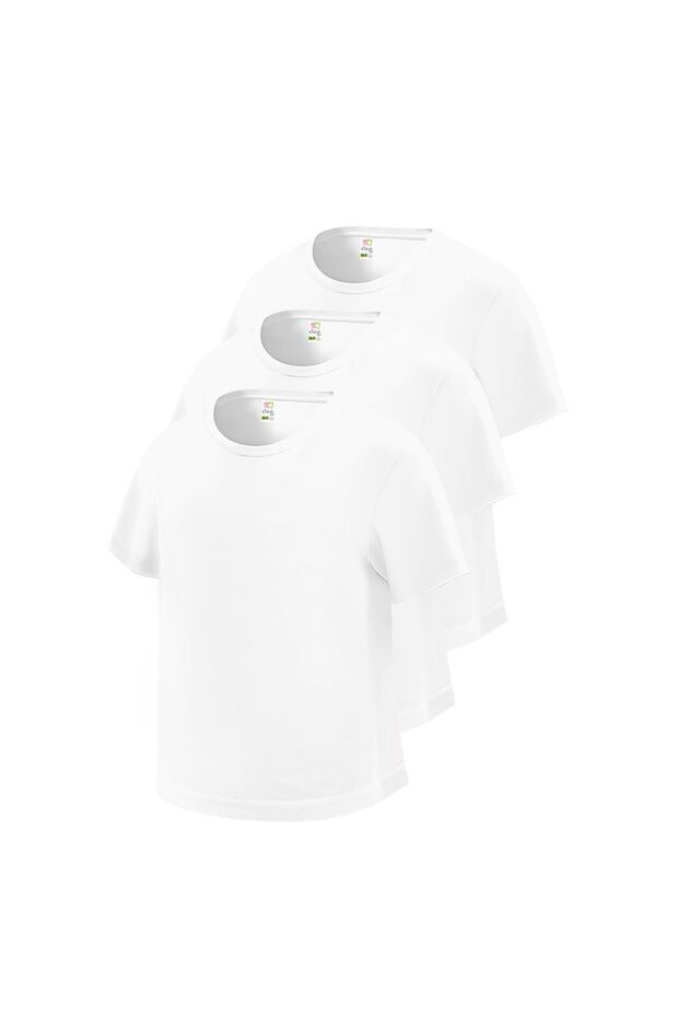 Combed Cotton Crew Neck Sleeves Economic White Undershirt 3-pack