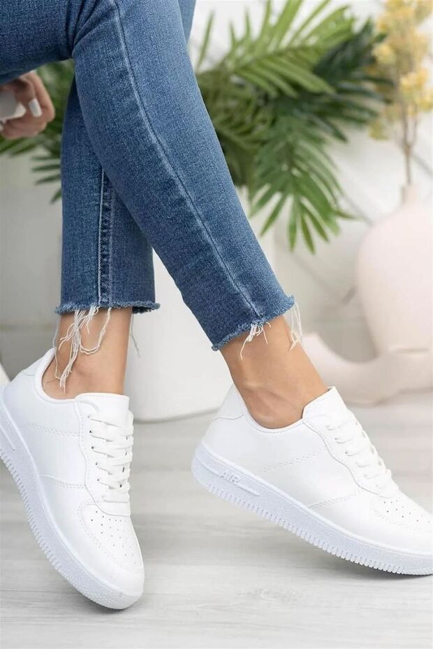 Cool Women's Men's Sports Sneaker Lace-Up Casual Casual Sports Shoes White