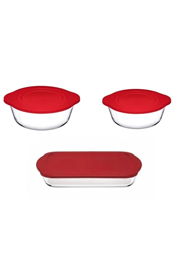 3-Piece Pyrex Pot Set Set with Lid