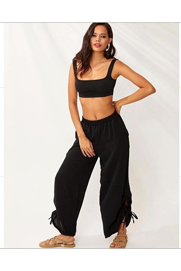 Aerobin Linen - Summer Oversize Thin Loose Slit Bottom Pants