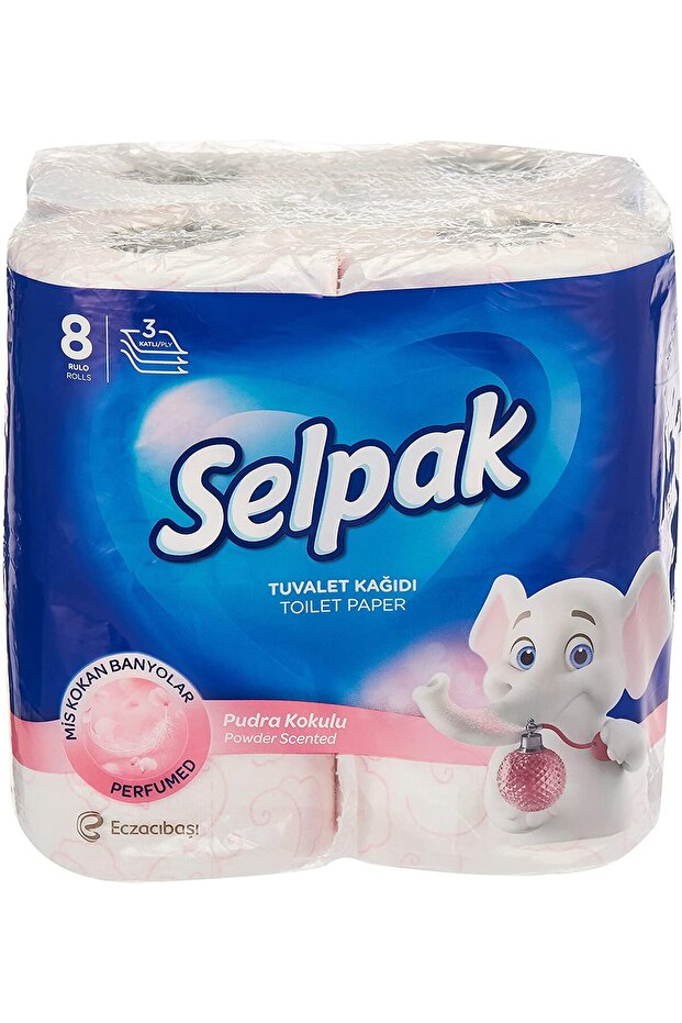 Perfumed Bathroom Toilet Paper Spa Powder 3ply, 8 Rolls