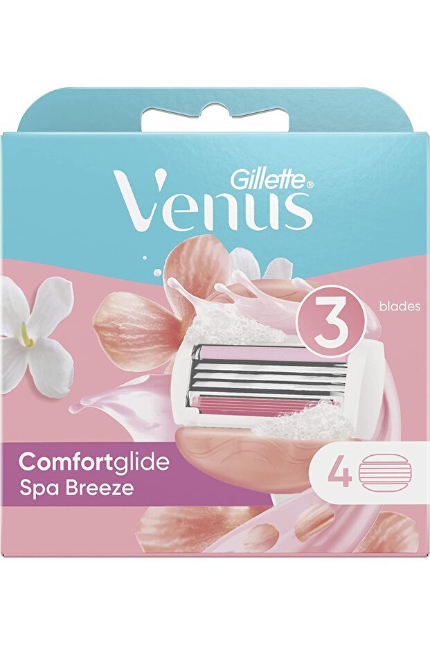 Venus Spa Breeze Women’s Razor Blade Refills | 3-Blade with Gel Bars | 4 pcs