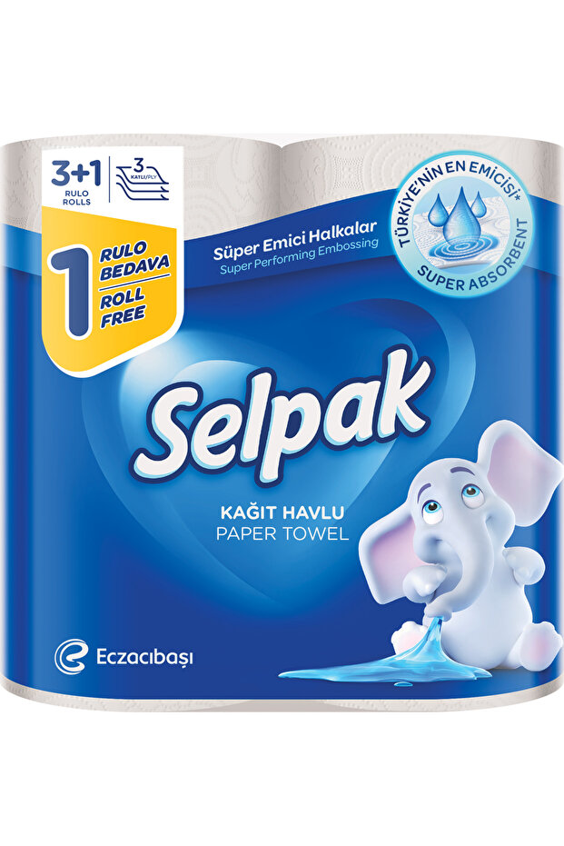 Kitchen Towel 3 Ply 3 Roll 1 Free