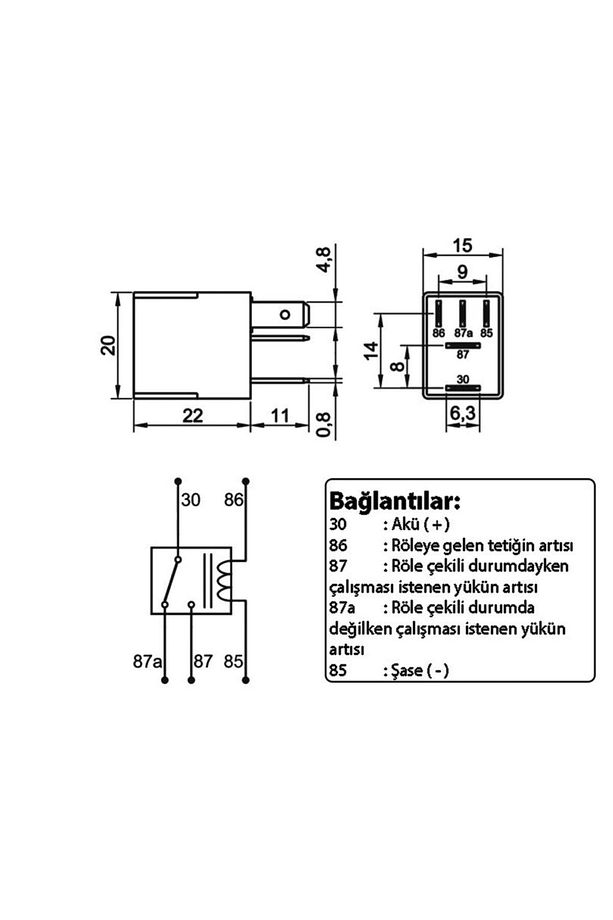 Mikro Röle 12v 40a 5p 5 Uyumlu Fişli Terminalli Dirençli Çift Platin - 2
