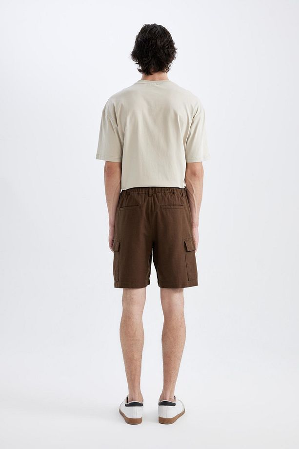 Regular Fit Keten Görünümlü Kargo Bermuda Şort B5676ax24sm - 6