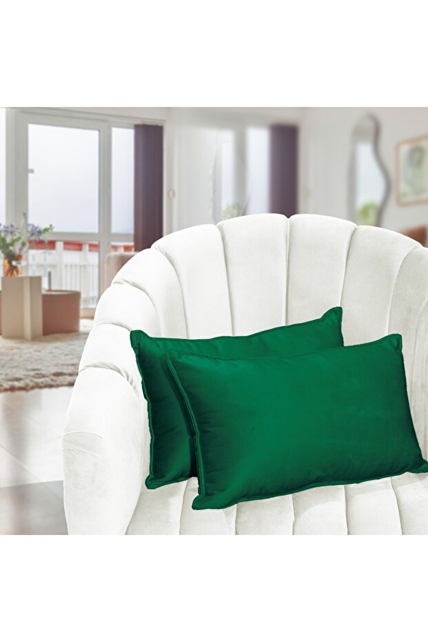 طقم وسائد ديكور مخملية مكون من قطعتين تصميم متين - 50x30 سم