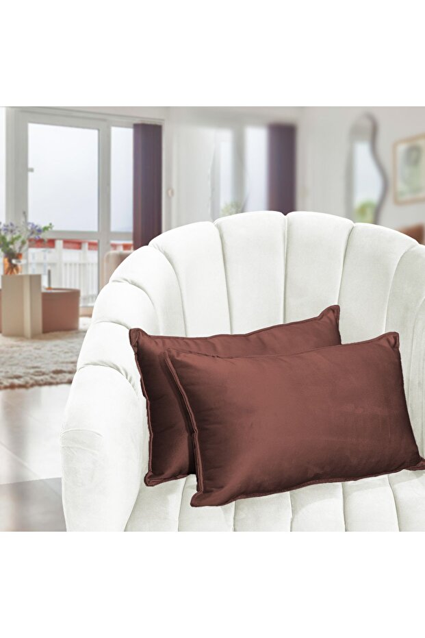 طقم وسائد ديكور مخملية من قطعتين تصميم متين - 50x30 سم