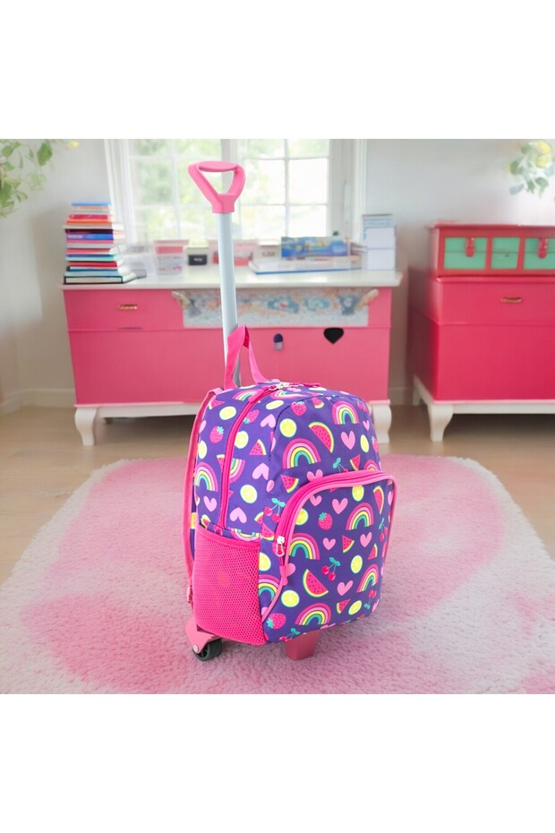 Children's Kindergarten Nursery Drawer Bag 2 Compartments Backpack with Water Bottle Daily Use Printed Preschool Bag