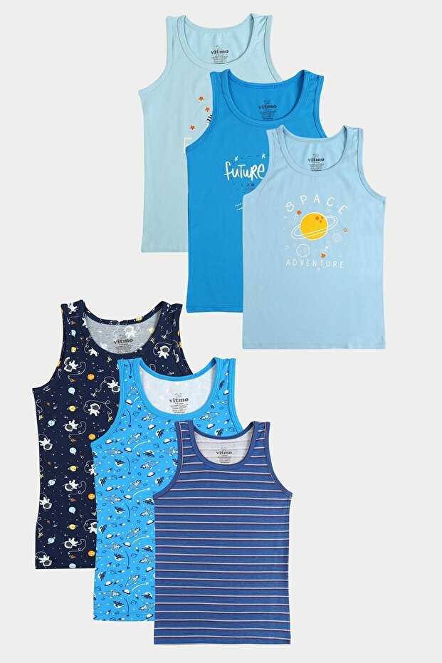 6-Pack Boys' Cotton Astro & Space Mixed Undershirts