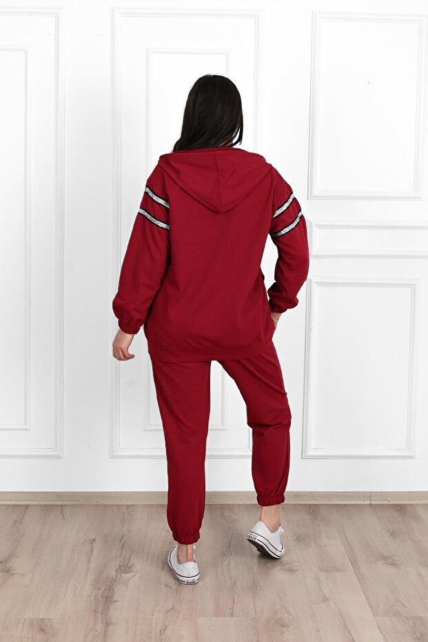 Women's Glitter Detailed Plus Size Tracksuit Set 3671-23
