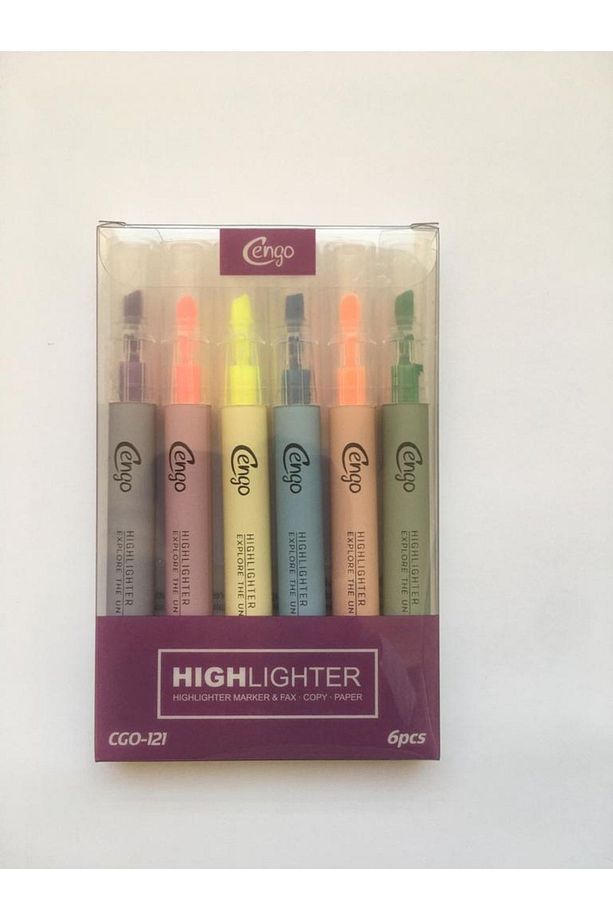 Highlighter Fosforlu Kalem 6’lı Set- Pastel Renkler - 1