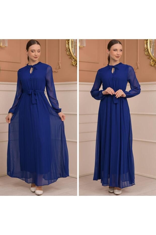 0 Collar Plain Chiffon