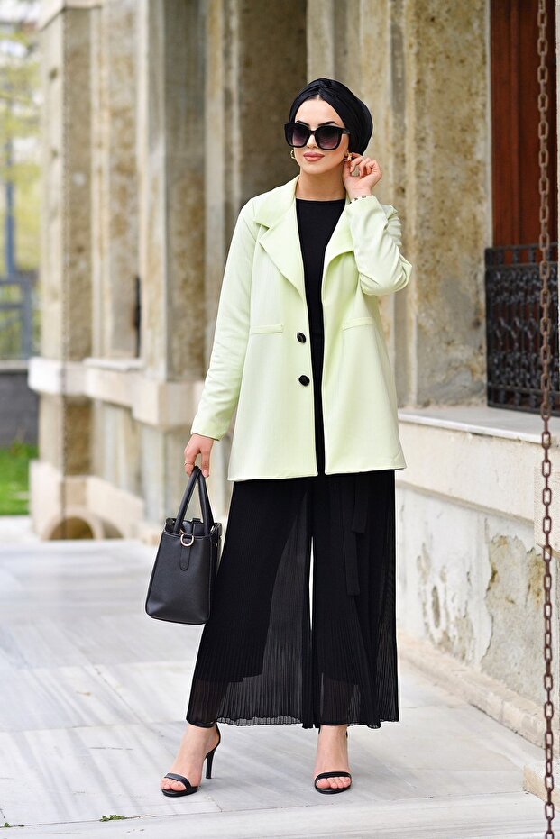 Şifon Piliseli Pantolon - 5