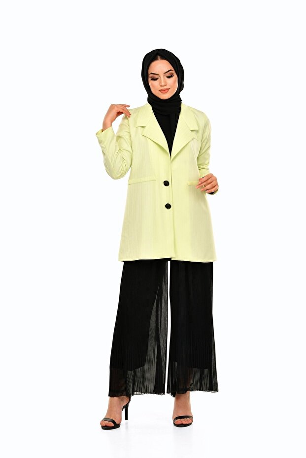 Şifon Piliseli Pantolon - 8