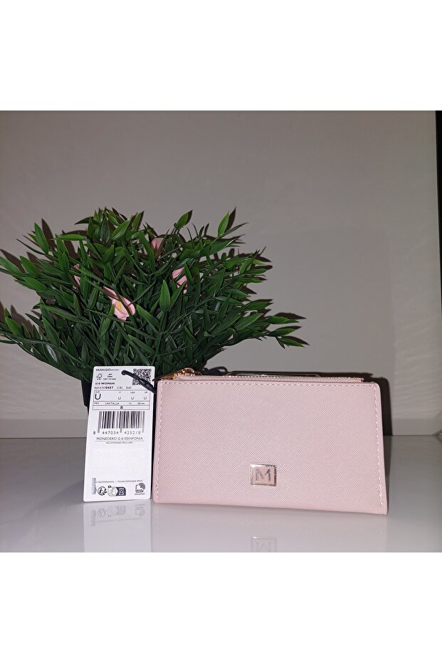 Hellrosa Geldbörse mit zwei Fächern - 1