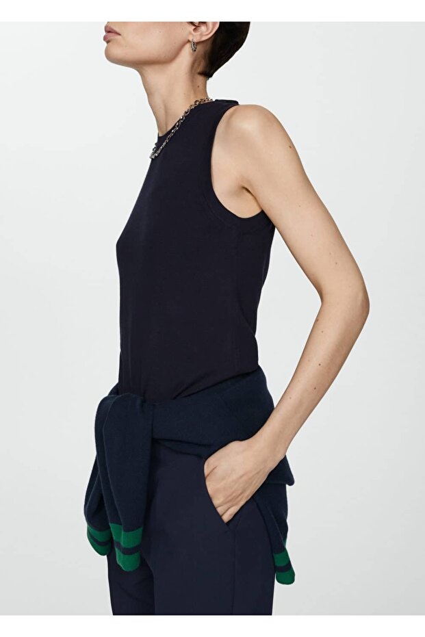 Askılı örgü bluz - 7