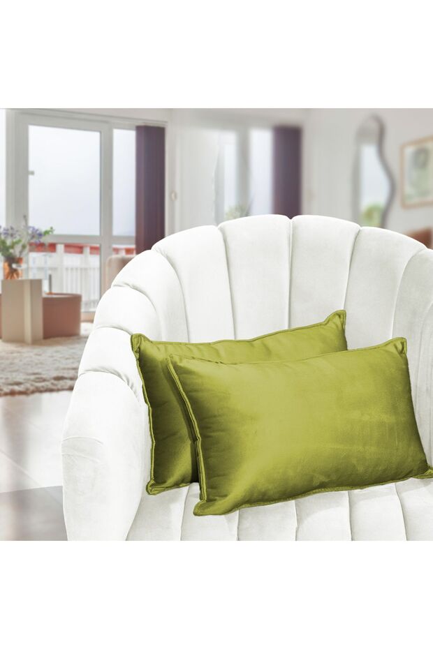 طقم وسائد ديكور مخملية من قطعتين تصميم متين - 50x30 سم