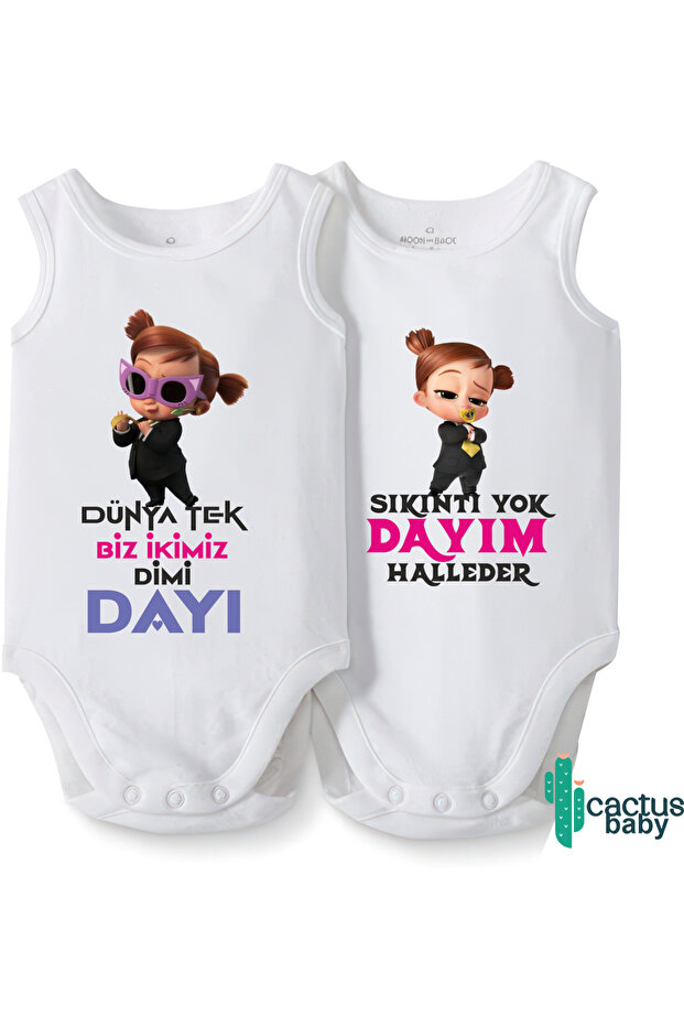 Uncle Printed Design Cotton Baby Bodysuit