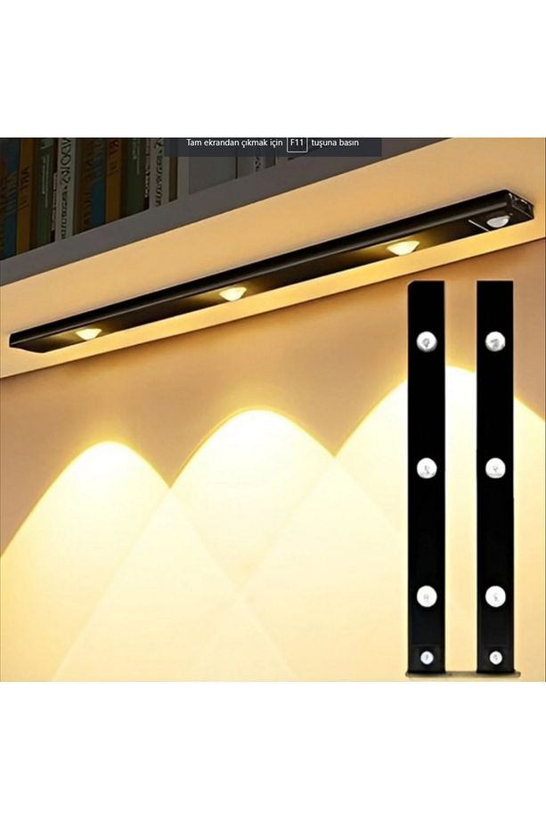 1 Adet 3w Şarjlı Led Sensörlü Dolap Içi Lamba 3 Renk Mod Siyah Kasa - 4