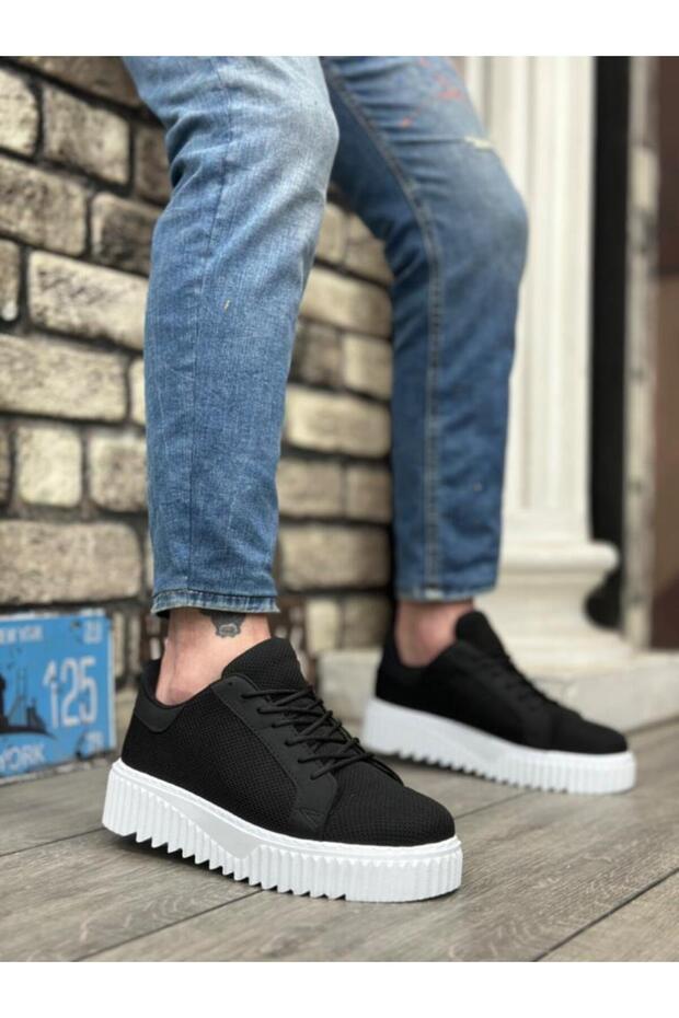 BA0803 BOA High Sole Knitwear Black Men's Shoes