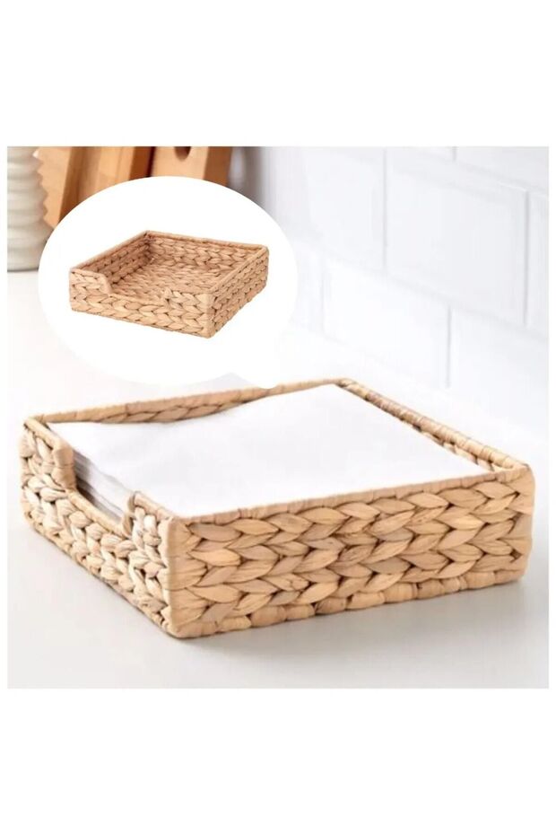 Wicker Knitted Square Napkin Holder 19x19 Cm Natural