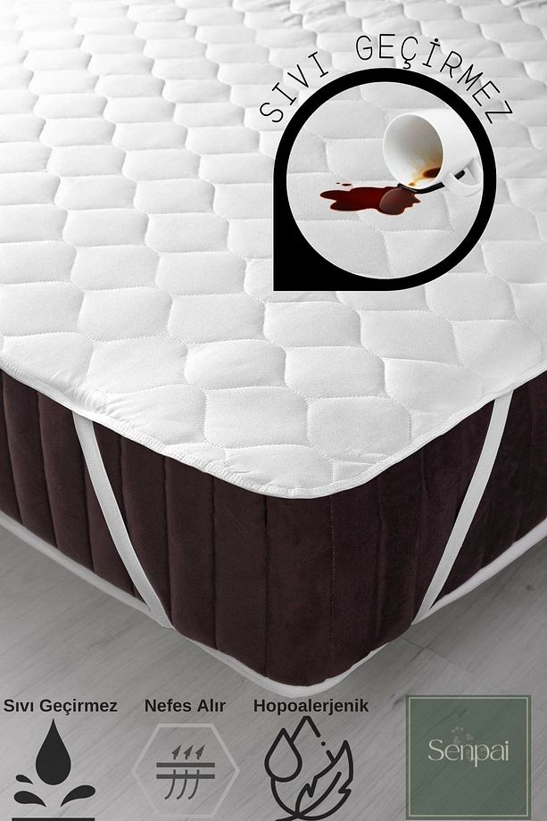 Kapitone-ped Microfiber %100 Sıvı Su Geçirmez Tek-çift Kişilik Köşe Lastikli Alez Yatak Koruyucu - 1