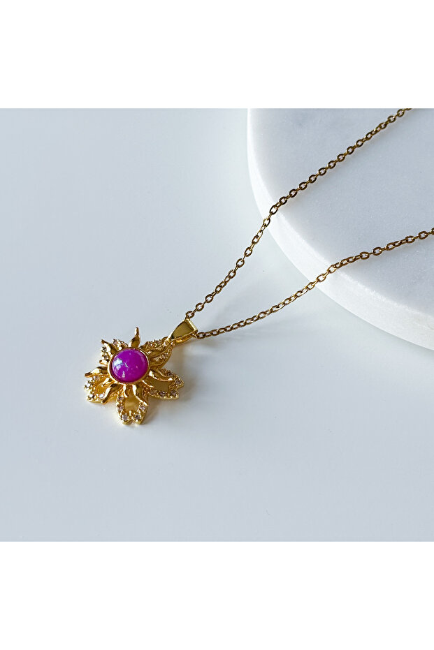 ÇELİK RAPUNZEL ÇİÇEK KOLYE - 1