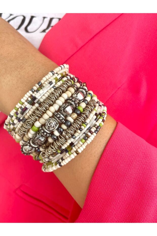 Colorful Women's Spiral Thick Bead Bracelet