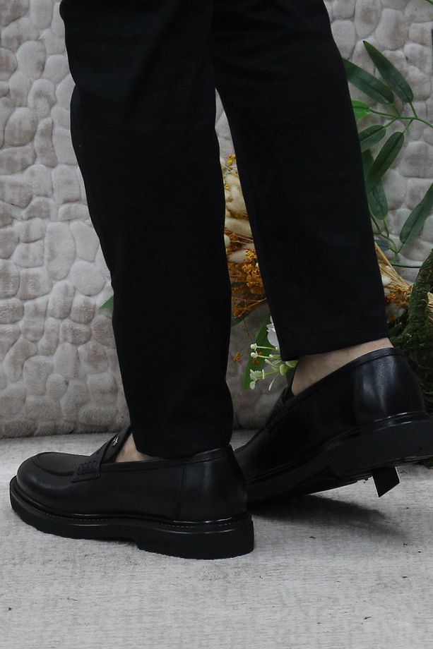 241075 Siyah Hakiki Deri Erkek Loafer Erkek Ayakkabı - 4