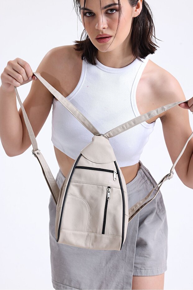 حقيبة ظهر صغيرة من الجلد الطبيعي من أمور - 4