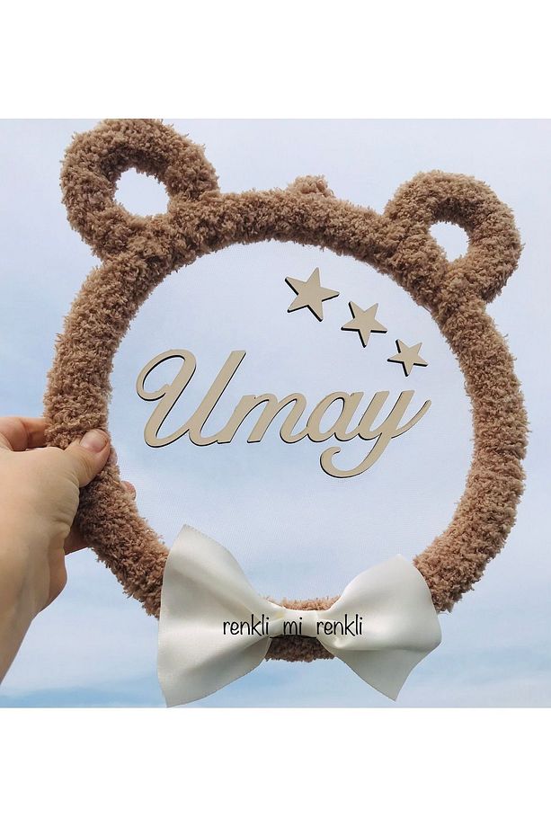 Teddy ayıcık isimli bebek kapı süsü duvar süsü - 2