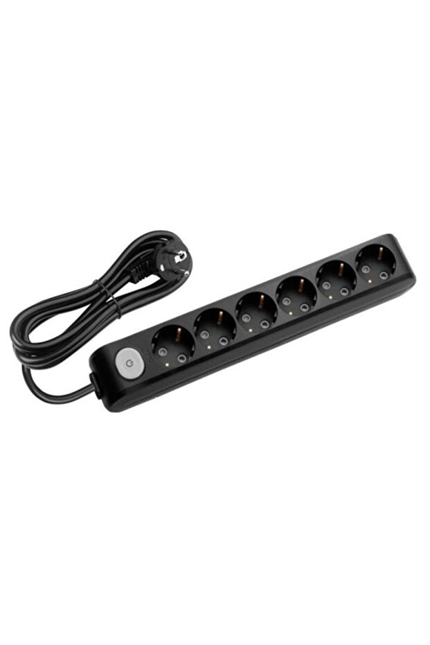 Multi-Let Hexagonal 6-Flag 1-Meter Grounded Switched Group Black Socket - 3