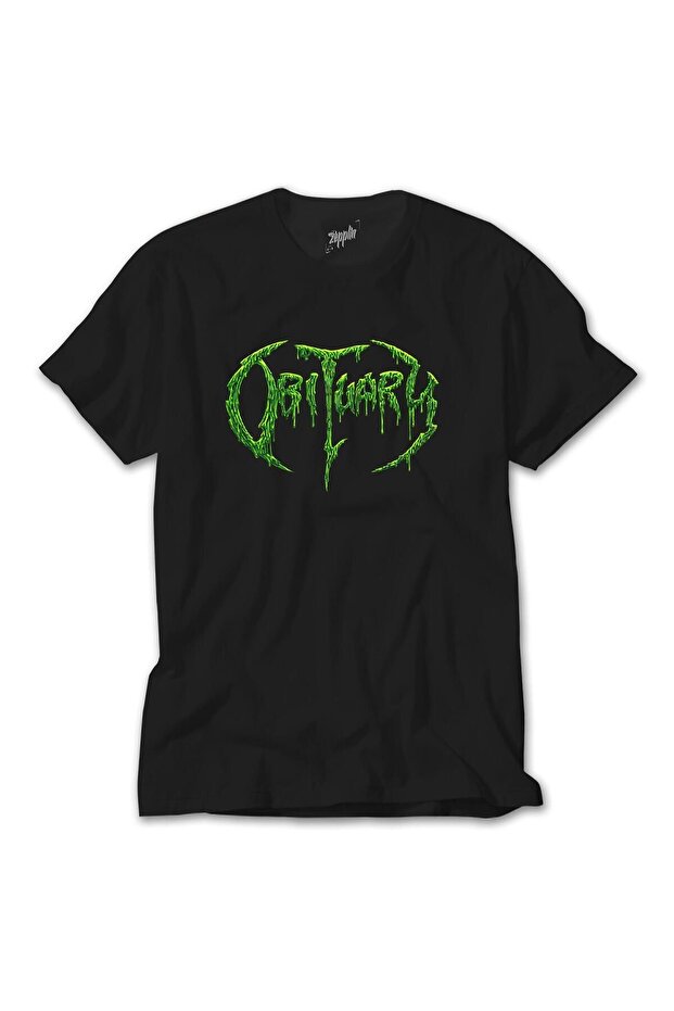 Obituary Logo Green Black T-Shirt