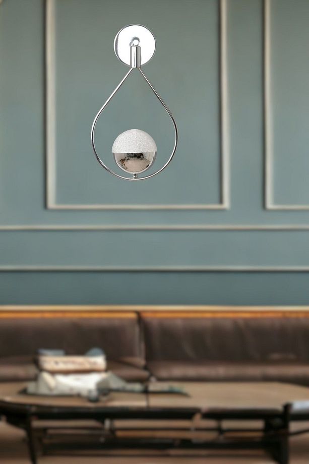 Deco aplik Modern Tasarım Krom Renk Led'li  Cafe - Mutfak – Yatak odası – Hol Duvar Aplik - 5