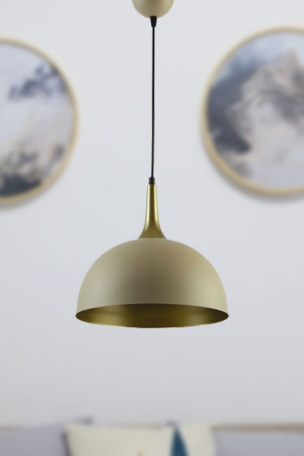 Manila Modern Krem Içi Eskitme Retro Metalsarkıt Cafe - Mutfak Tekli Avize - 2