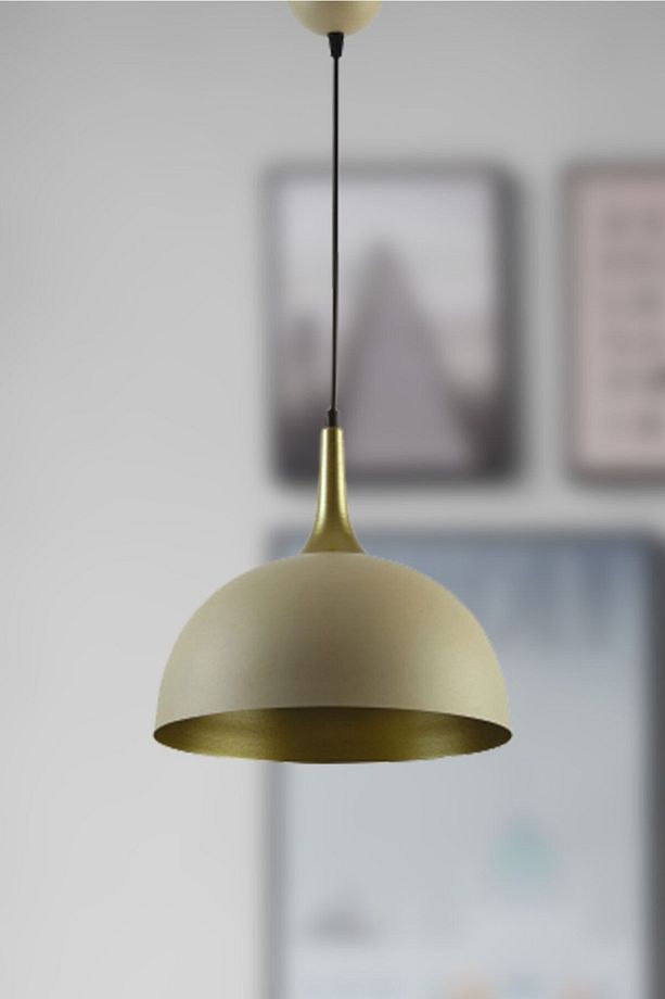 Manila Modern Krem Içi Eskitme Retro Metalsarkıt Cafe - Mutfak Tekli Avize - 4