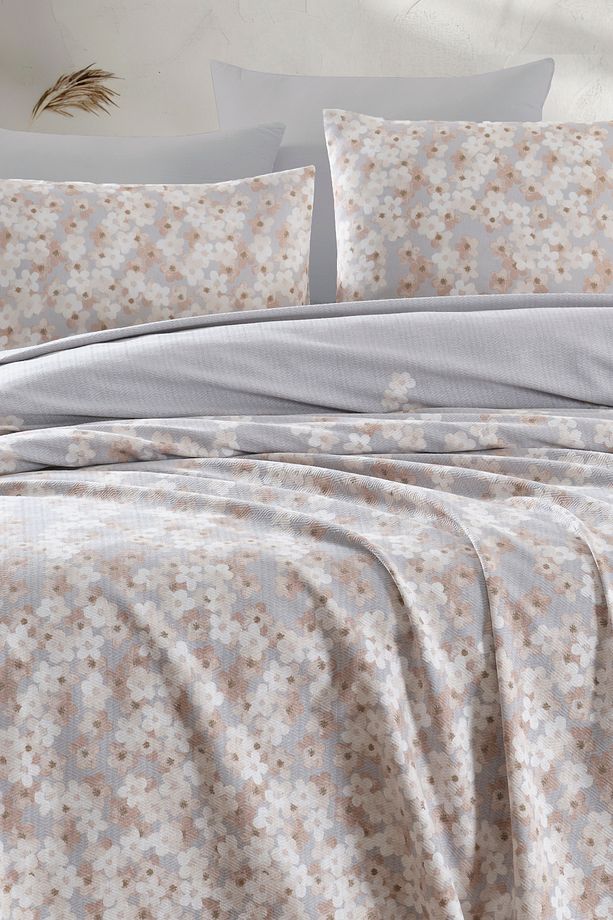 Baskılı Pike Takımı Çift Kişilik Piti Yaprak Rose - 2