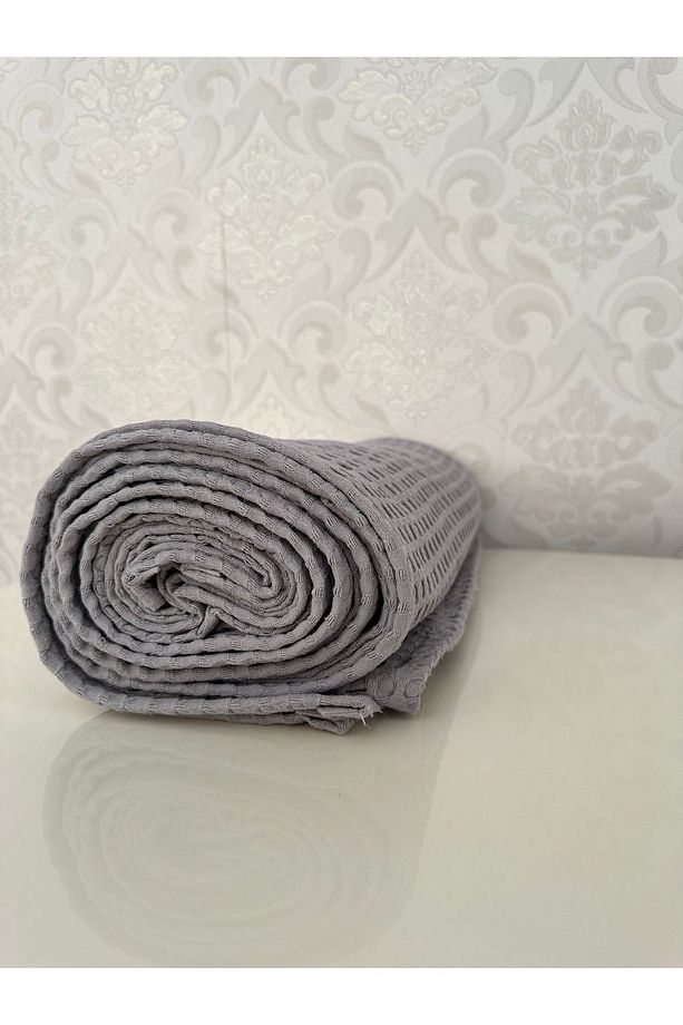 Premium %100 Pamuk Tek Kişilik Yazlık Pike, Yatak Örtüsü, Terletmez Kumaş(GRİ RENK) (160x240cm) - 3