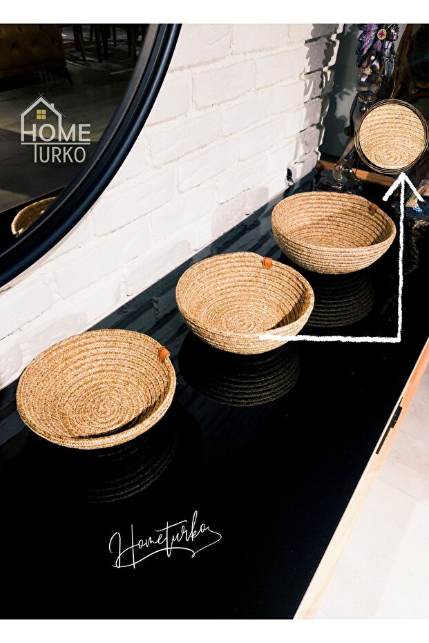 Jute Wicker Triple Organizer Set - 4
