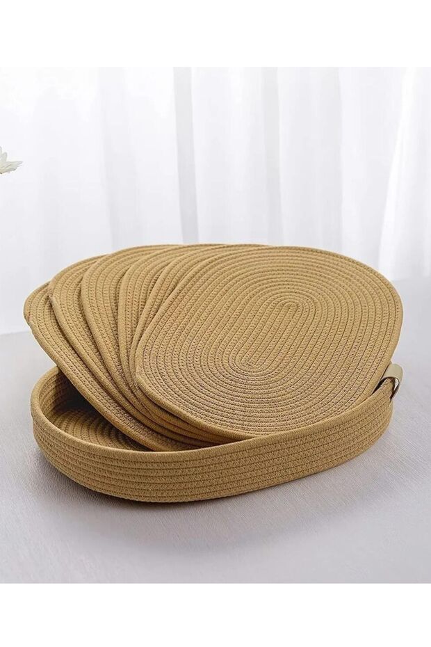 Tableware Set, Natural Jute, Patterned, Wicker, Placemat, Plate, Bread Basket