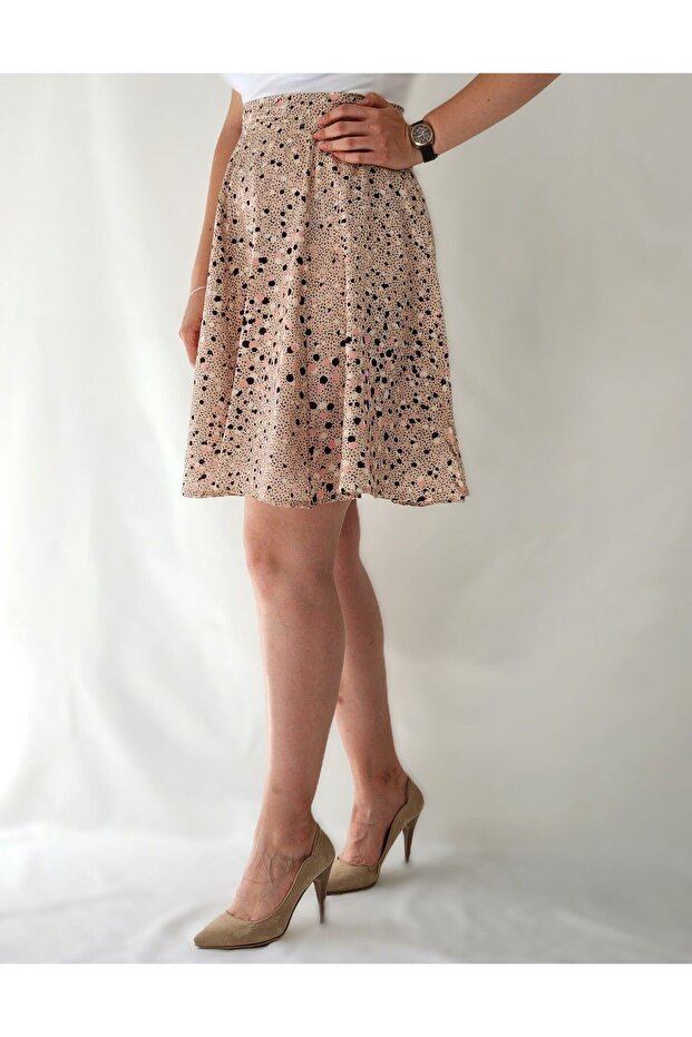Women's Skin Color Polka Dot Pattern Six-Piece Woven A-Legged Skirt