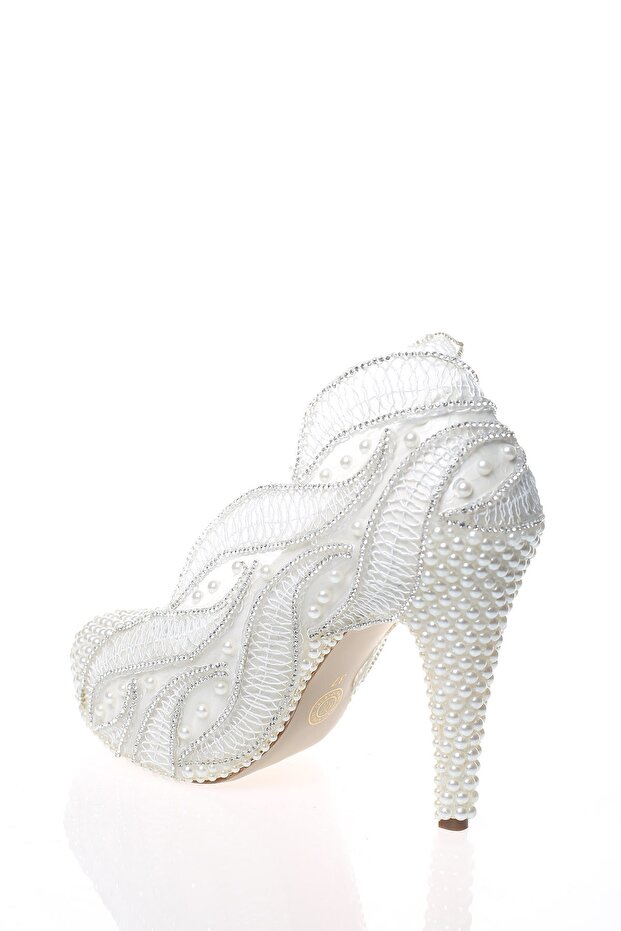 Kadın Sedef Inci Taş Işlemeli Gelin Ayakkabı - 4