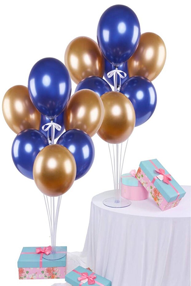 Balloon Stand Navy Blue Gold Balloon Bundle Set of 2