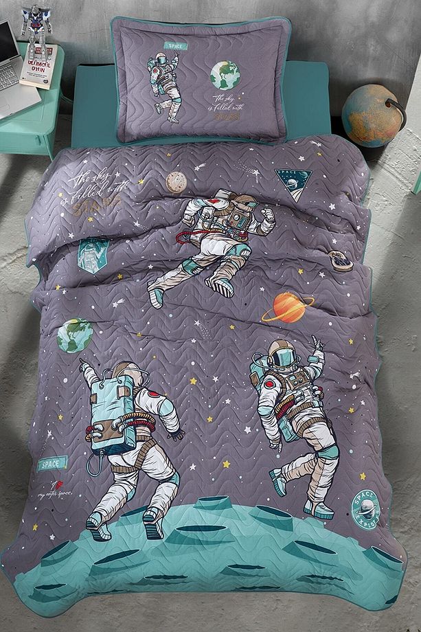 Aran Tekstil %100 Pamuk Genç Yatak Örtüsü-space Antrasit - 1