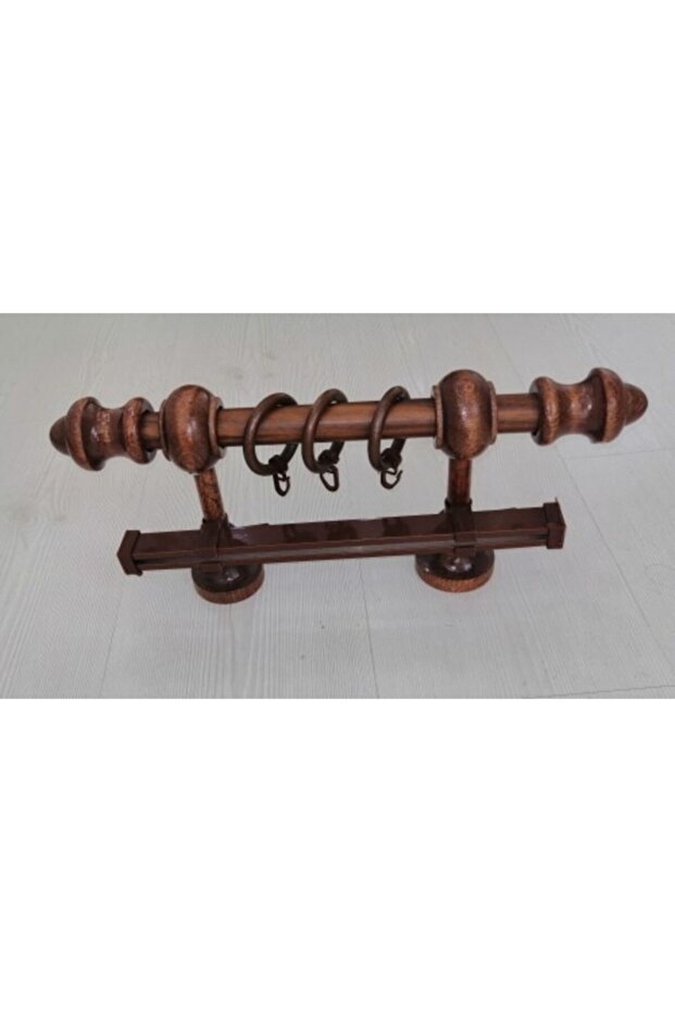 Beksahome Rustic - 200 cm Walnut Single Rail and Single Pipe Curtain - 1