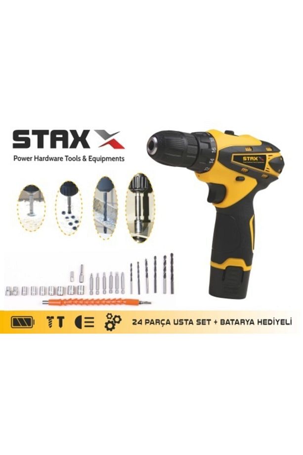 Stx 2440 X-torq Sjs Metal Dişli Çift Akülü Şarjlı Matkap 24 Parça Usta Set - 4