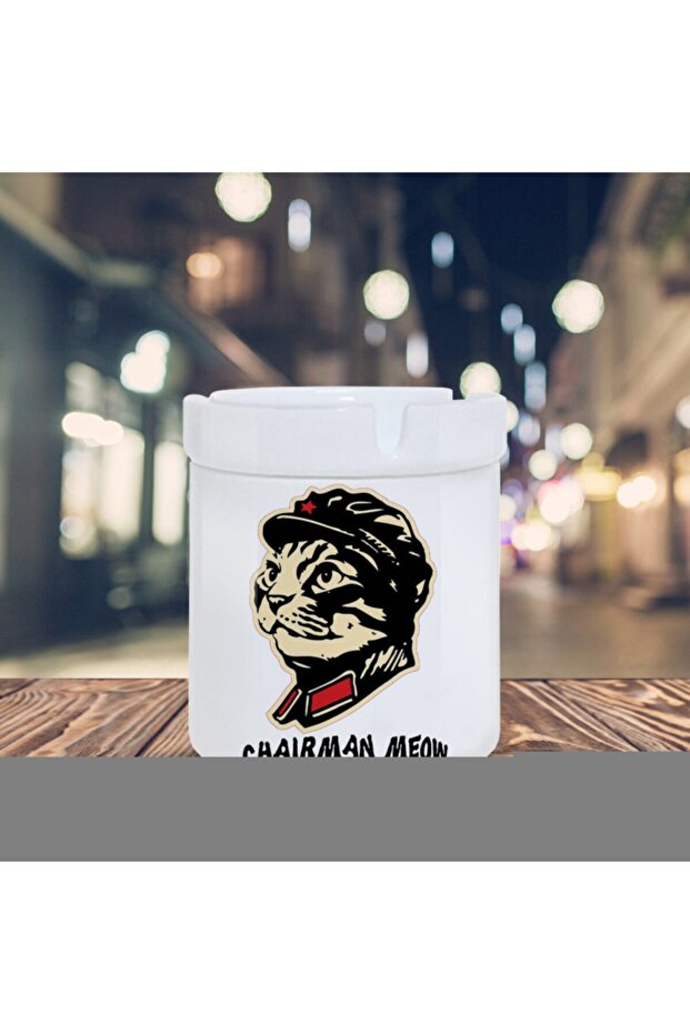 Chairman Meow Cat Printed Ashtray Ceramic Ash Tray-50111