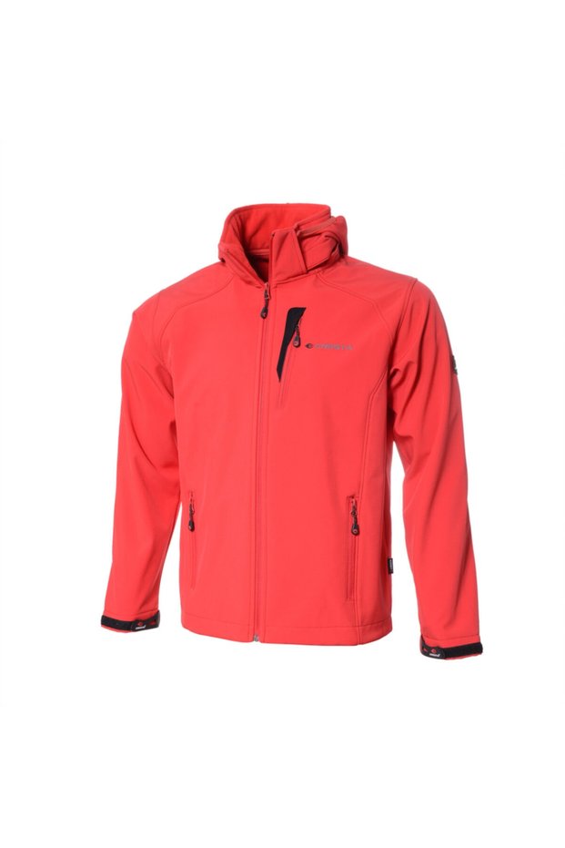 Erkek Kırmızı Outdoor Kapüşonlu Softshell Ceket