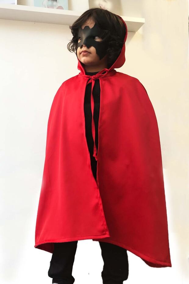 Unisex Red Halloween Hooded Cloak and Mask Set