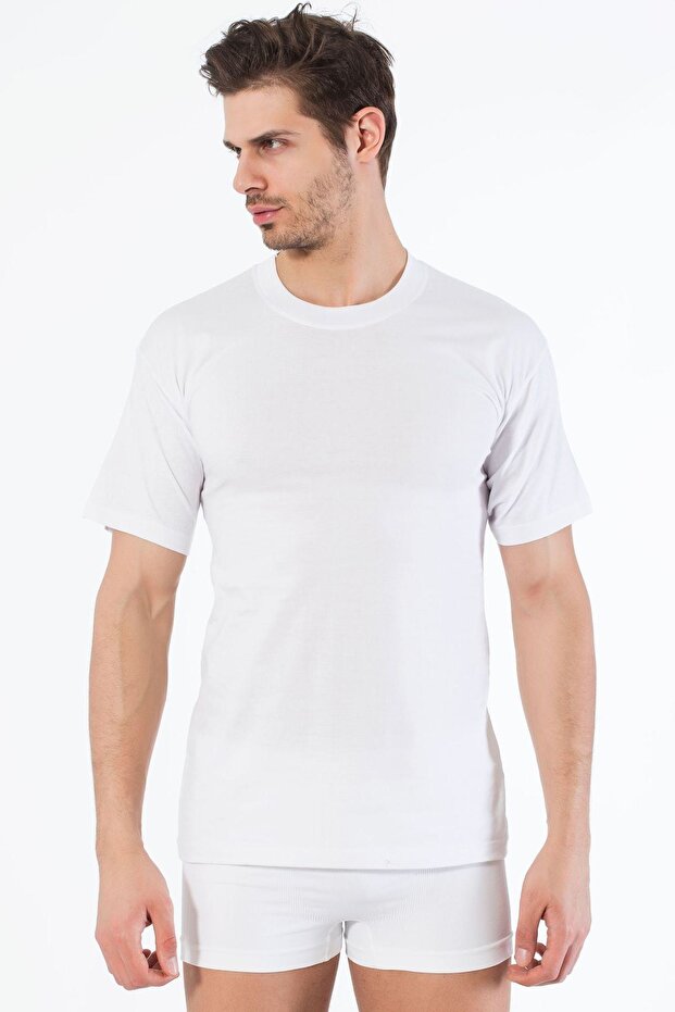 White Cotton Round Neck Short Sleeve T-Shirt